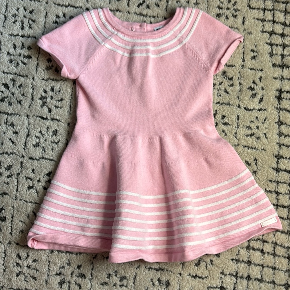 Janie and Jack Pink and White Striped Casual Dress